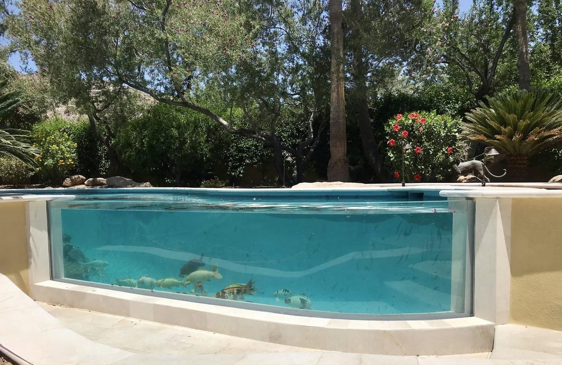 Toughened laminated koi pond viewing window glass cut to size